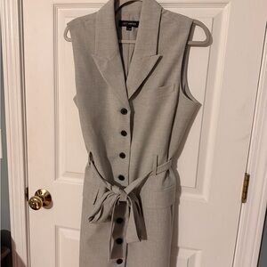 LOFT Gray Sleeveless Midi Dress
